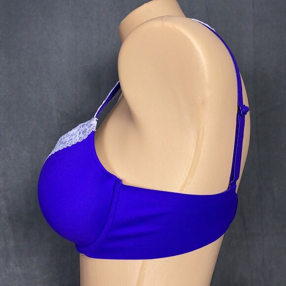 Victoria's Secret Push Up Bra Size 34D Purple Lace Trim Velvet 10835454 Pearl - Picture 4 of 8